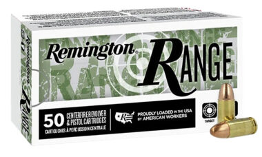 Remington Ammunition R27778 Range 9mmLuger 115gr Full Metal Jacket 50 Per Box/20 Case