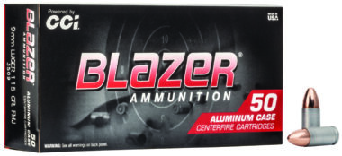 CCI 3509 Blazer Handgun 9mmLuger 115gr Full Metal Jacket 50 Per Box/20 Case