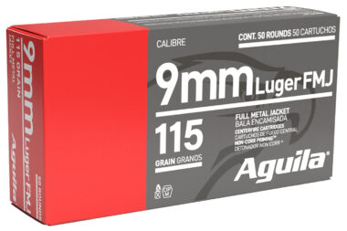 Aguila 1E097704 9mm Luger 115gr Full Metal Jacket 50 Per Box/20 Case